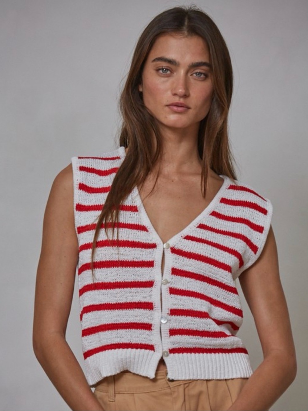 130.  RED SUMMER STRIPED VEST